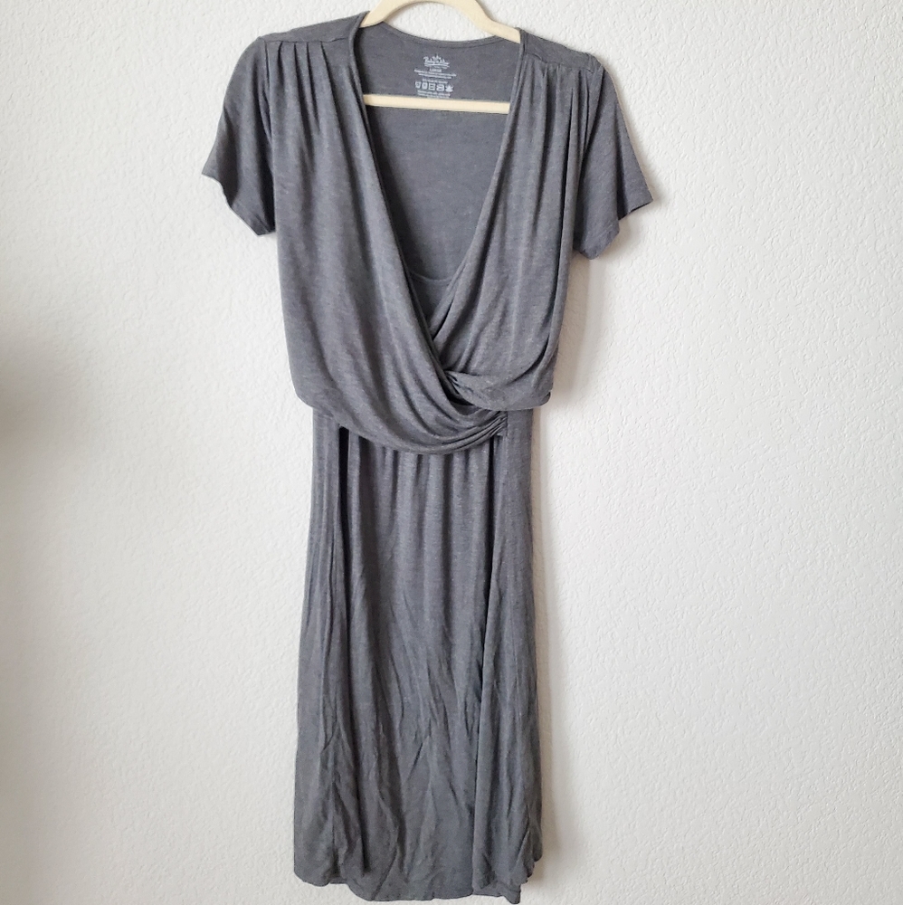 Baby Be Mine Short Sleeve Gray Nursing Dress (L)